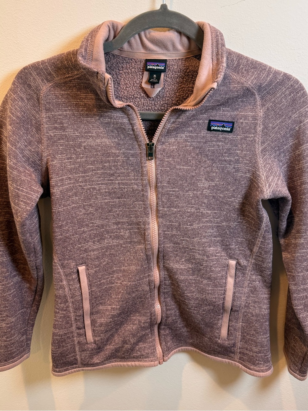 Patagonia Better Sweater Jacket Mauve Pink Youth XL/women XS